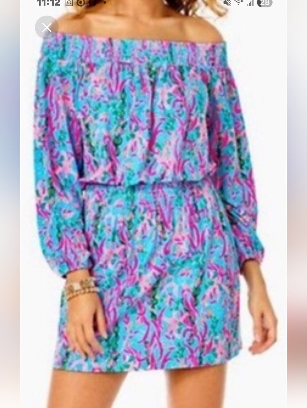 Lilly Pulitzer Blue & Pink Floral Long Sleeve Romper.